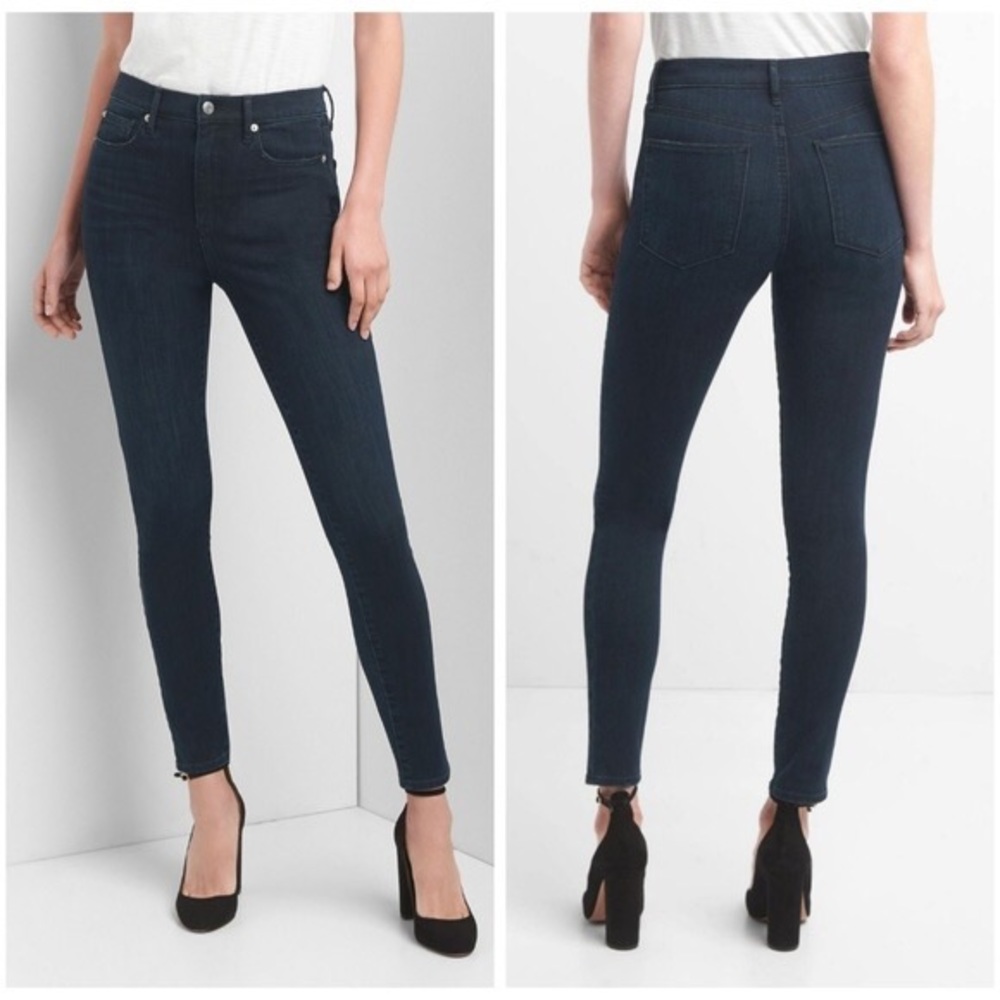 Gap 1969 29r true skinny super high rise waist dark navy wash denim jeans